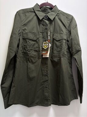 5.11 Tactical Women’s Olive Green Flex Tac Button-Up Shirt